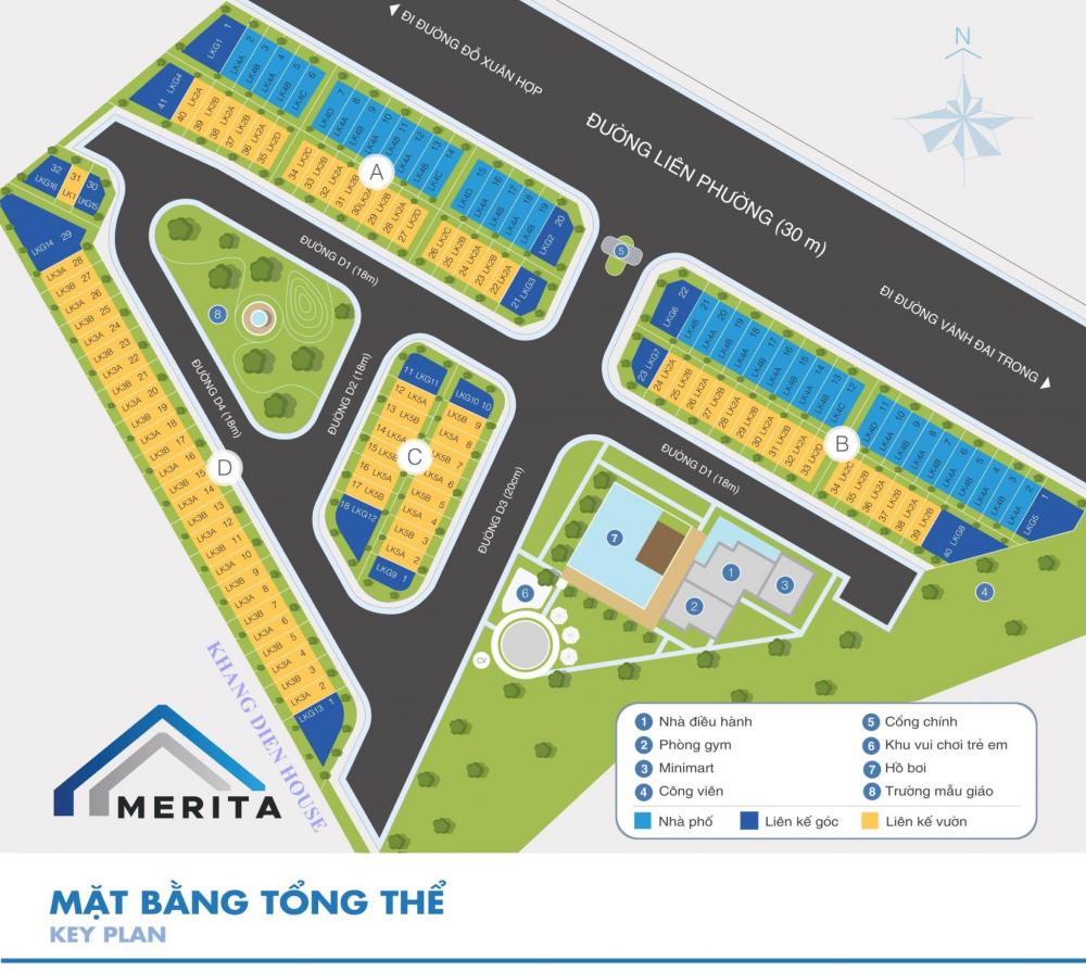 mặt bằng Nhà phố Merita Khang Điền