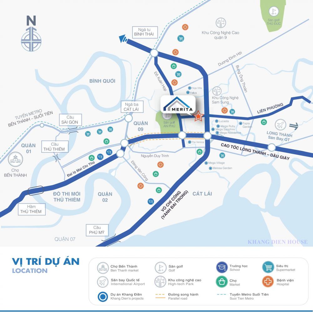 Vị trí của Nhà phố Merita Khang Điền
