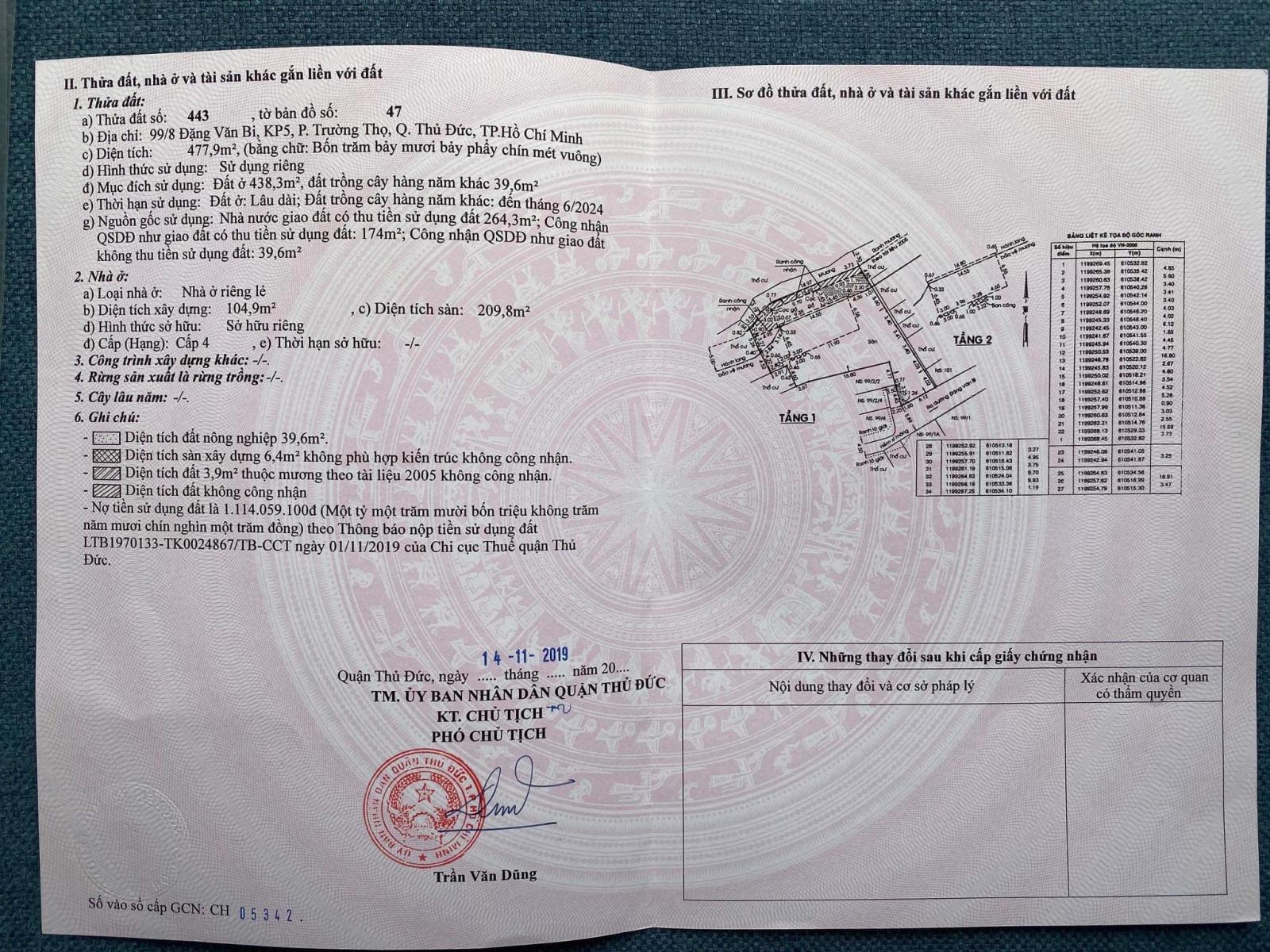 Bán nhà biệt thự tại 99/8 đặng văn bi, Phường Trường Thọ 2182994 5