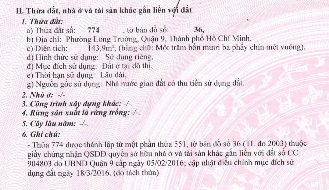 CHÍNH CHỦ CẦN BÁN ĐẤT NỀN Ở QUẬN 9 THÀNH PHỐ HỒ CHÍ MINH 2400299 1